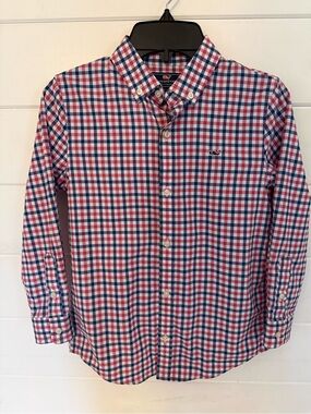 Vineyard Vines youth boy Blue, Red & White Gingham Button-Down Shirt
